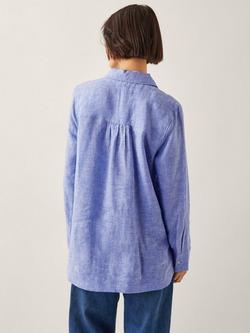 Monsoon Lola Pure Linen Top, Blue - view 2, Blue