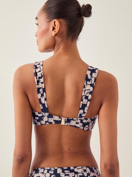 Monsoon Ania Squares Bikini Top, Black/White - view 2, Black/White