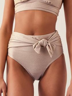 Monsoon Kiki High Waist Bikini Bottoms, Gold, Gold