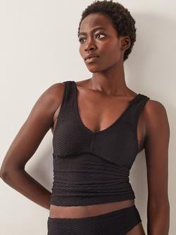 Monsoon Alicia Textured Tankini Top, Black, Black