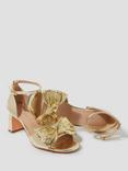 Monsoon Bow Metallic Heeled Sandals, Gold