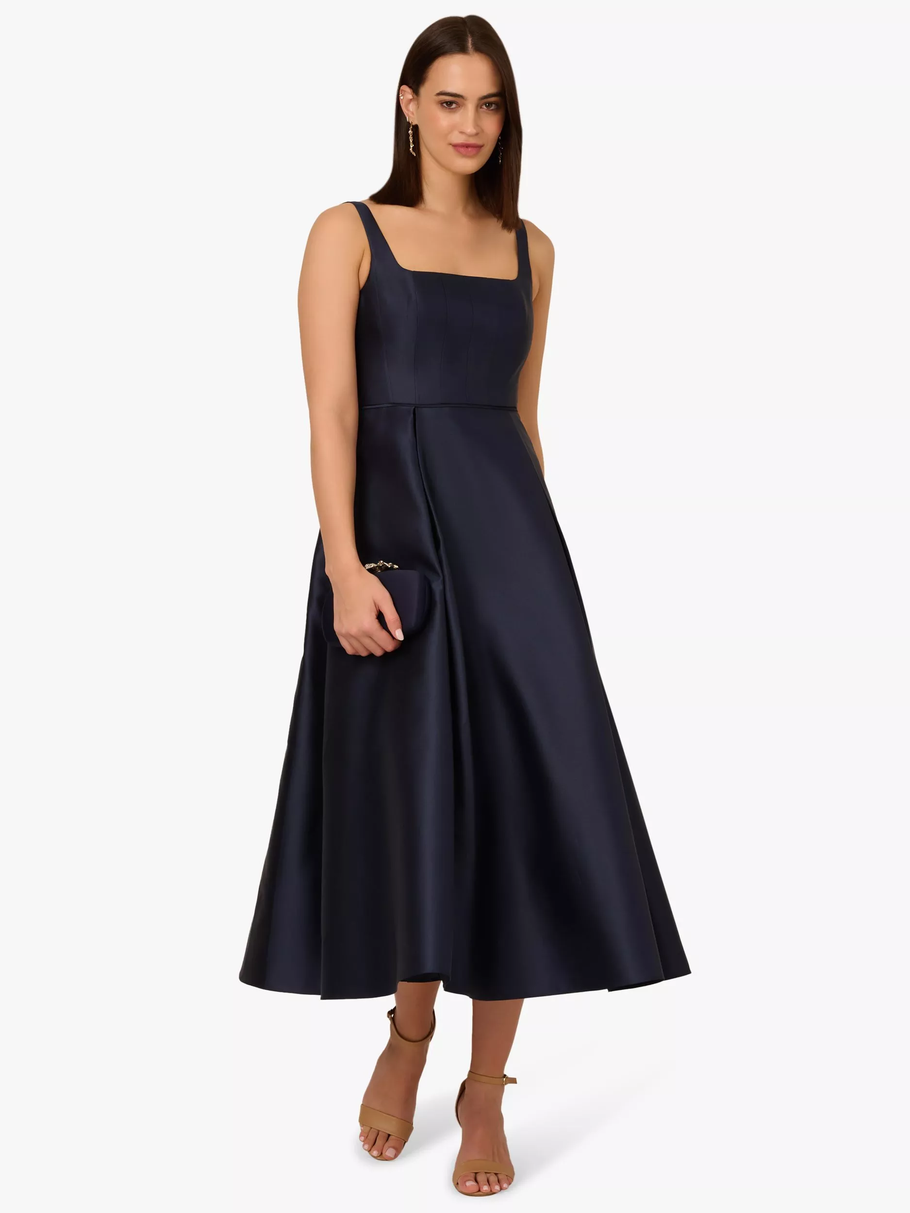 Mikado Style Dresses Adrianna Papell Women's Halter Mikado Cocktail Dress - Black Jeweled Neckline Mini Dress Key Hole