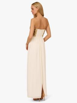 Adrianna by Adrianna Papell Beaded Strapless Maxi Dress, Ivory/Gold - view 2, Ivory/Gold