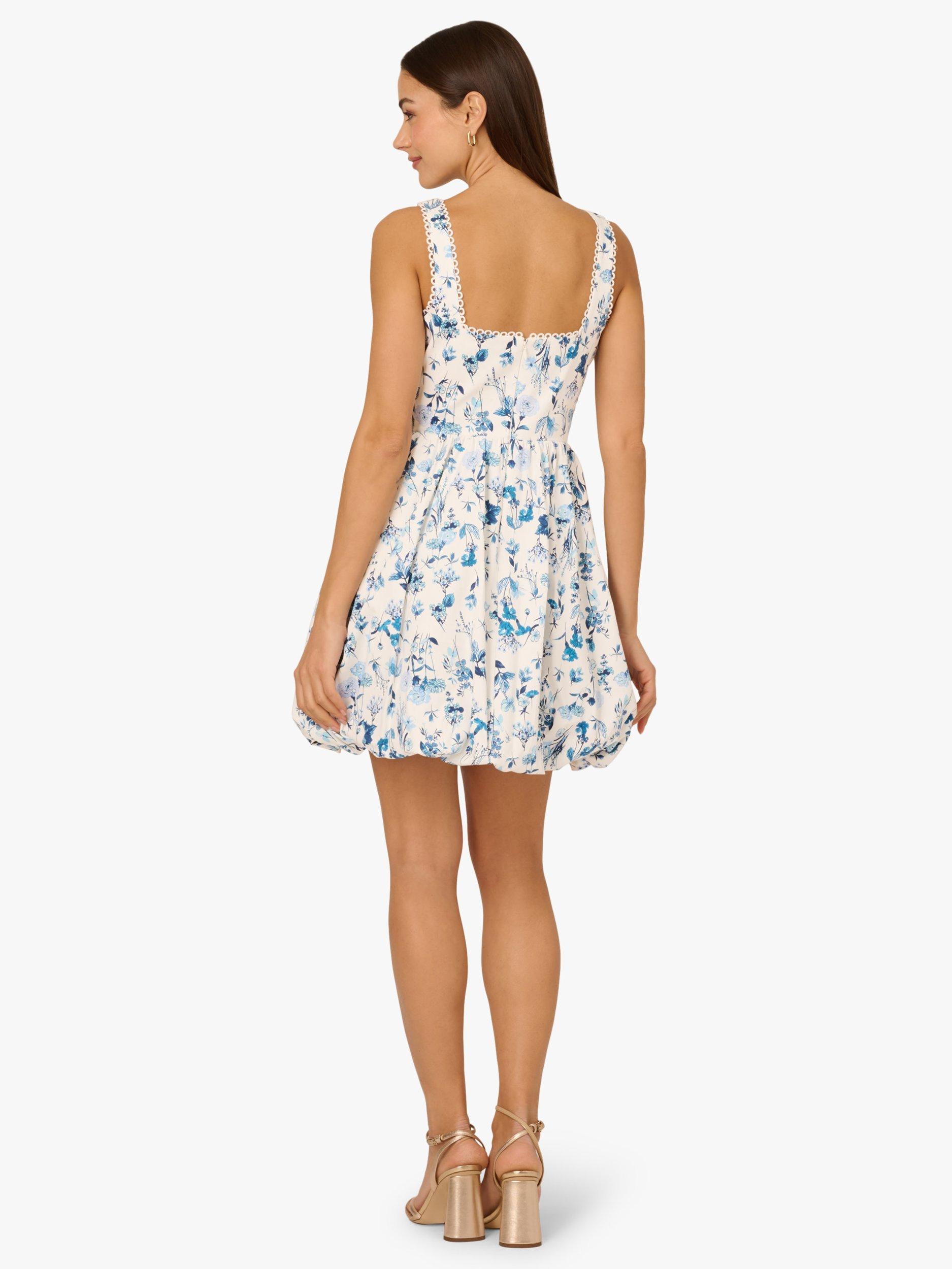 Product image 3 of 7, which shows Adrianna by Adrianna Papell Floral Bubble Hem Mini Dress, Ivory/Blue, 10