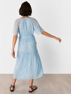 Whistles Bamboo Leaves Gathered Dress, Light Blue/White - view 2, Light Blue/White