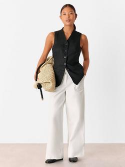 Whistles Petite Leona Wide Leg Trousers, White, White