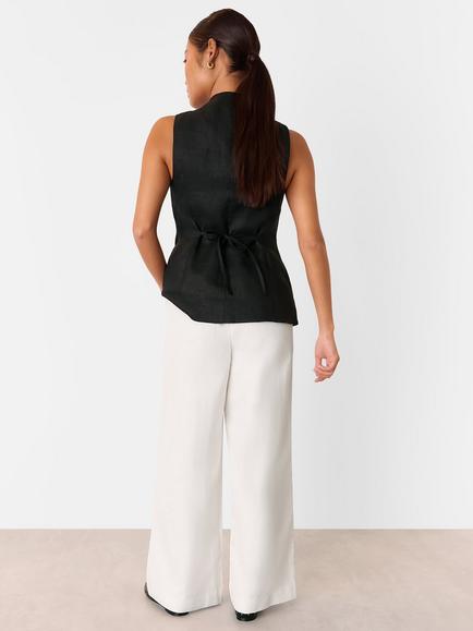 Whistles Petite Leona Wide Leg Trousers, White - view 2, White