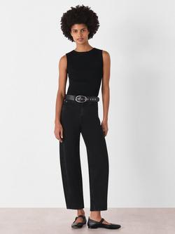 Whistles Petite Stretch Barrel Leg Jeans, Black, Black