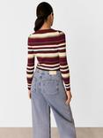 Whistles Multi Stripe Crew Neck Knit Top, Multi