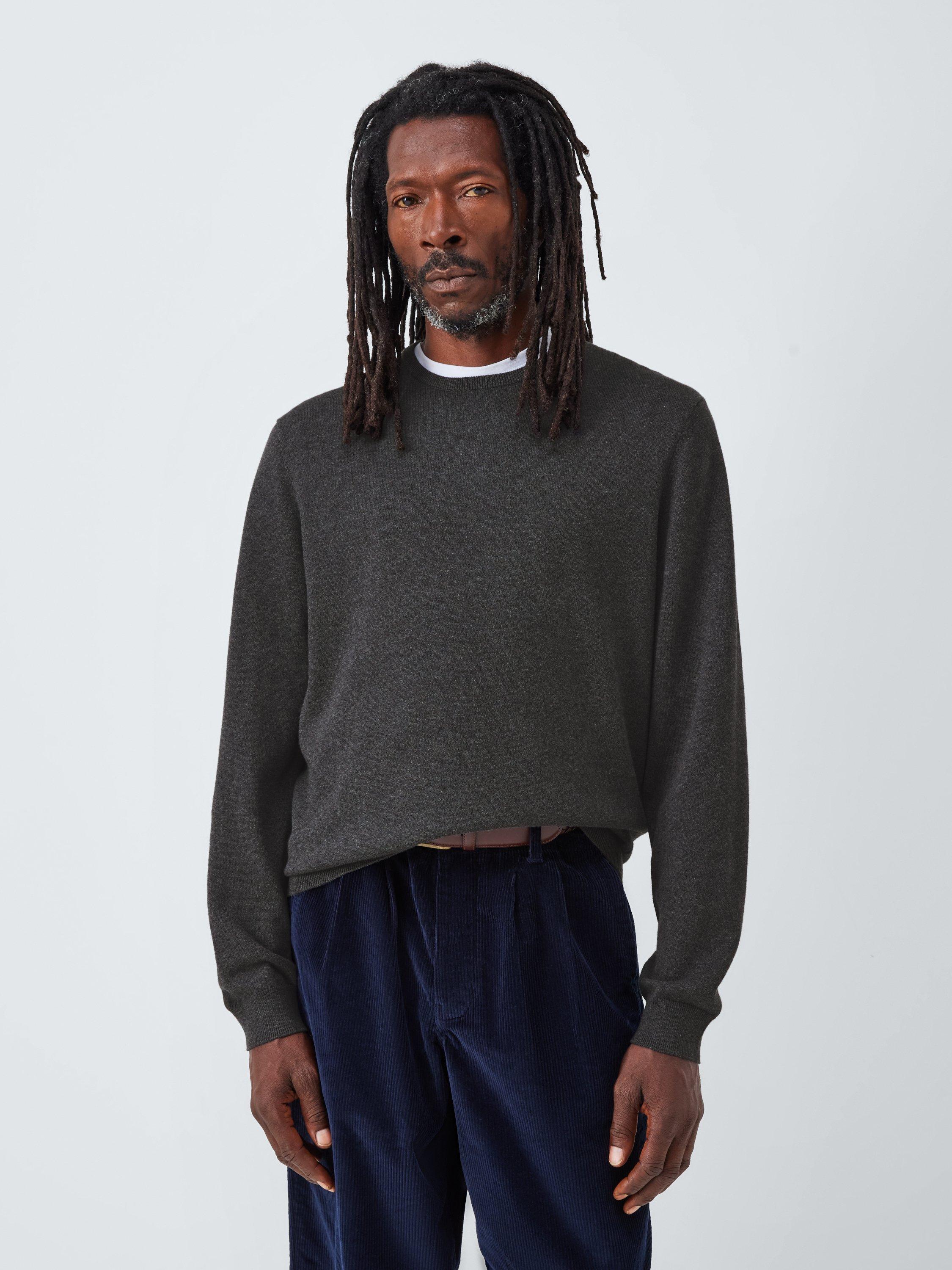 Product image 1 of 6, which shows John Lewis Crew Neck Cotton Jumper, Asphalt, S