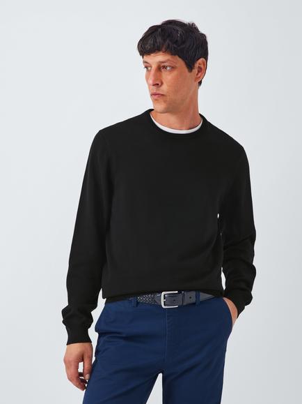 John Lewis Crew Neck Cotton Jumper, Black