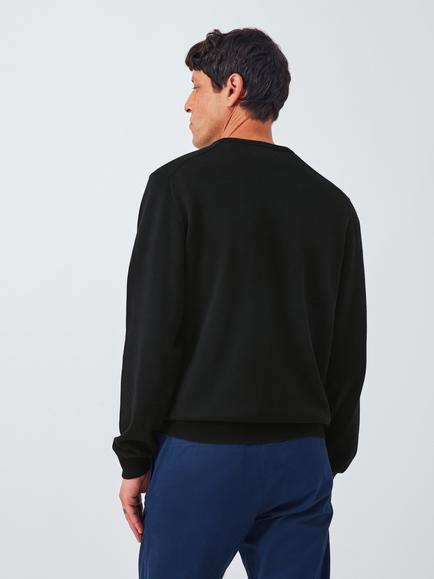 John Lewis Crew Neck Cotton Jumper - view 2, Black