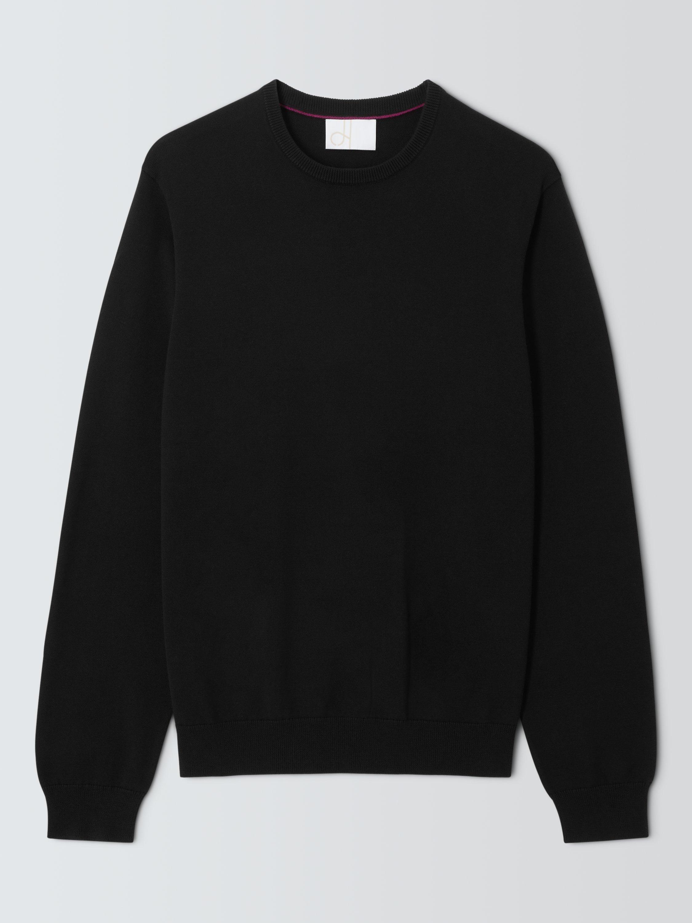 Product image 4 of 6, which shows John Lewis Crew Neck Cotton Jumper, Black, M