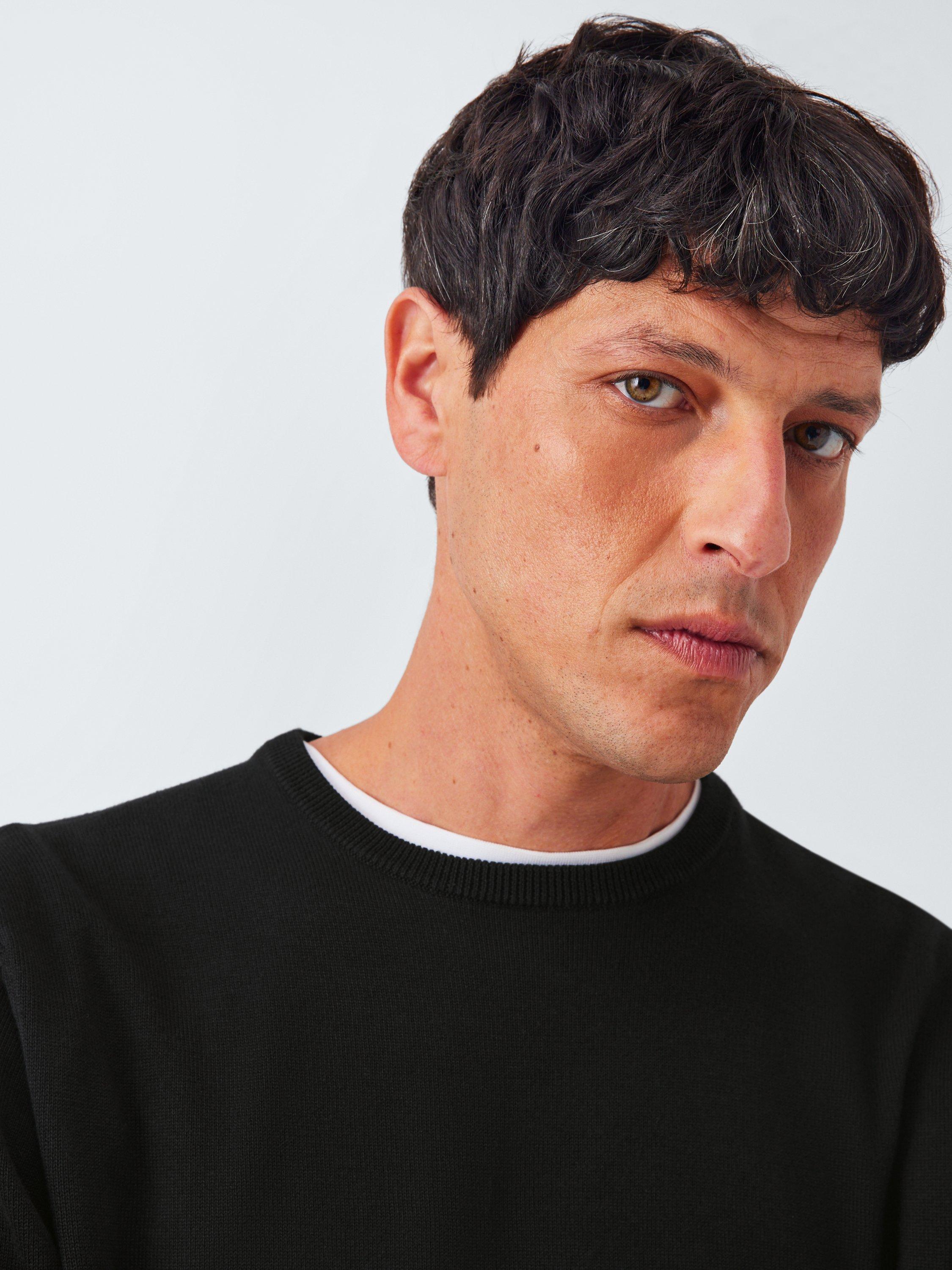Product image 5 of 6, which shows John Lewis Crew Neck Cotton Jumper, Black, M