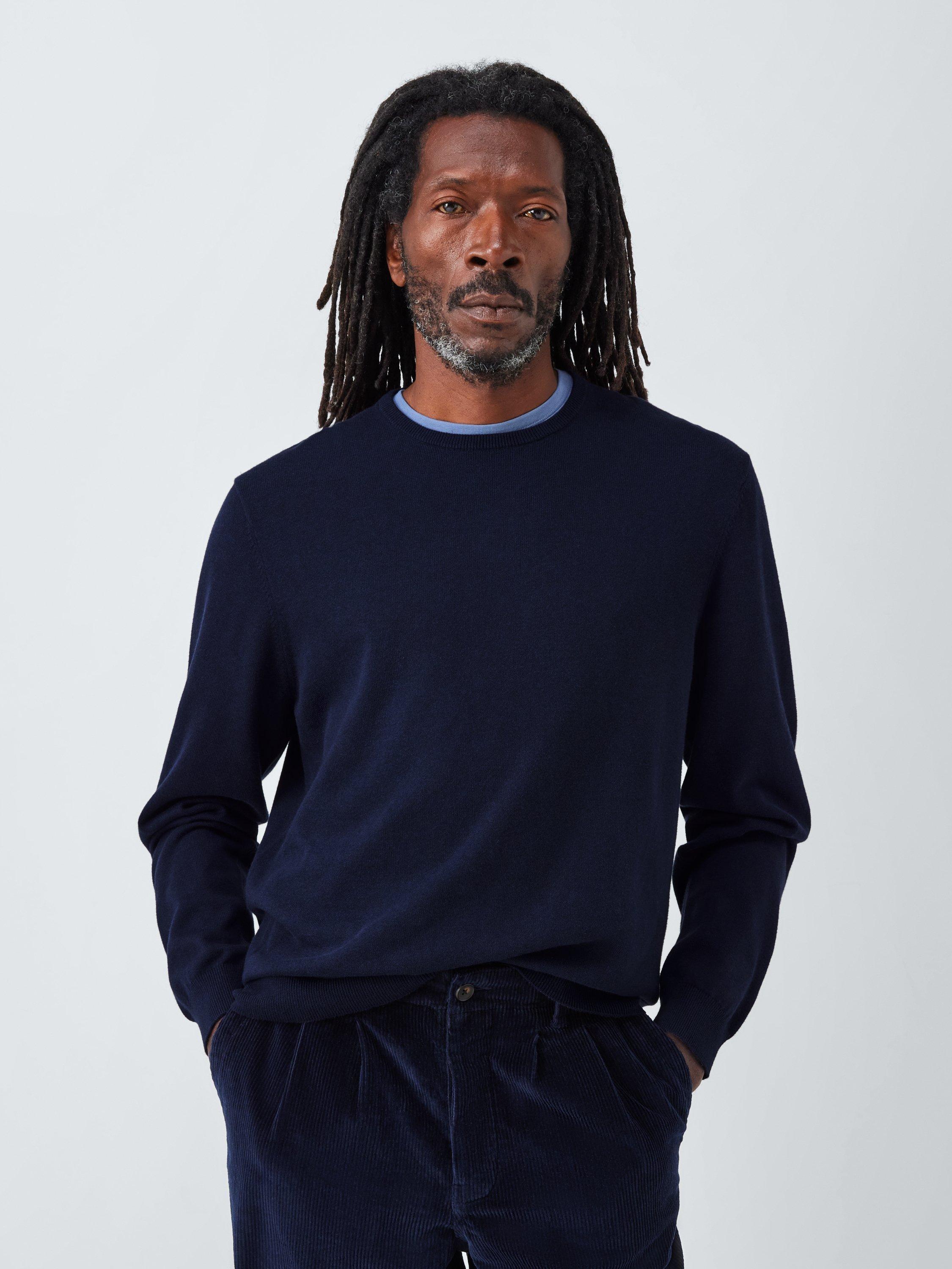 Product image 1 of 6, which shows John Lewis Crew Neck Cotton Jumper, Sky Captain, L
