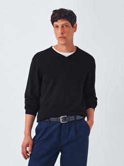 John Lewis V Neck Cotton Jumper, Black