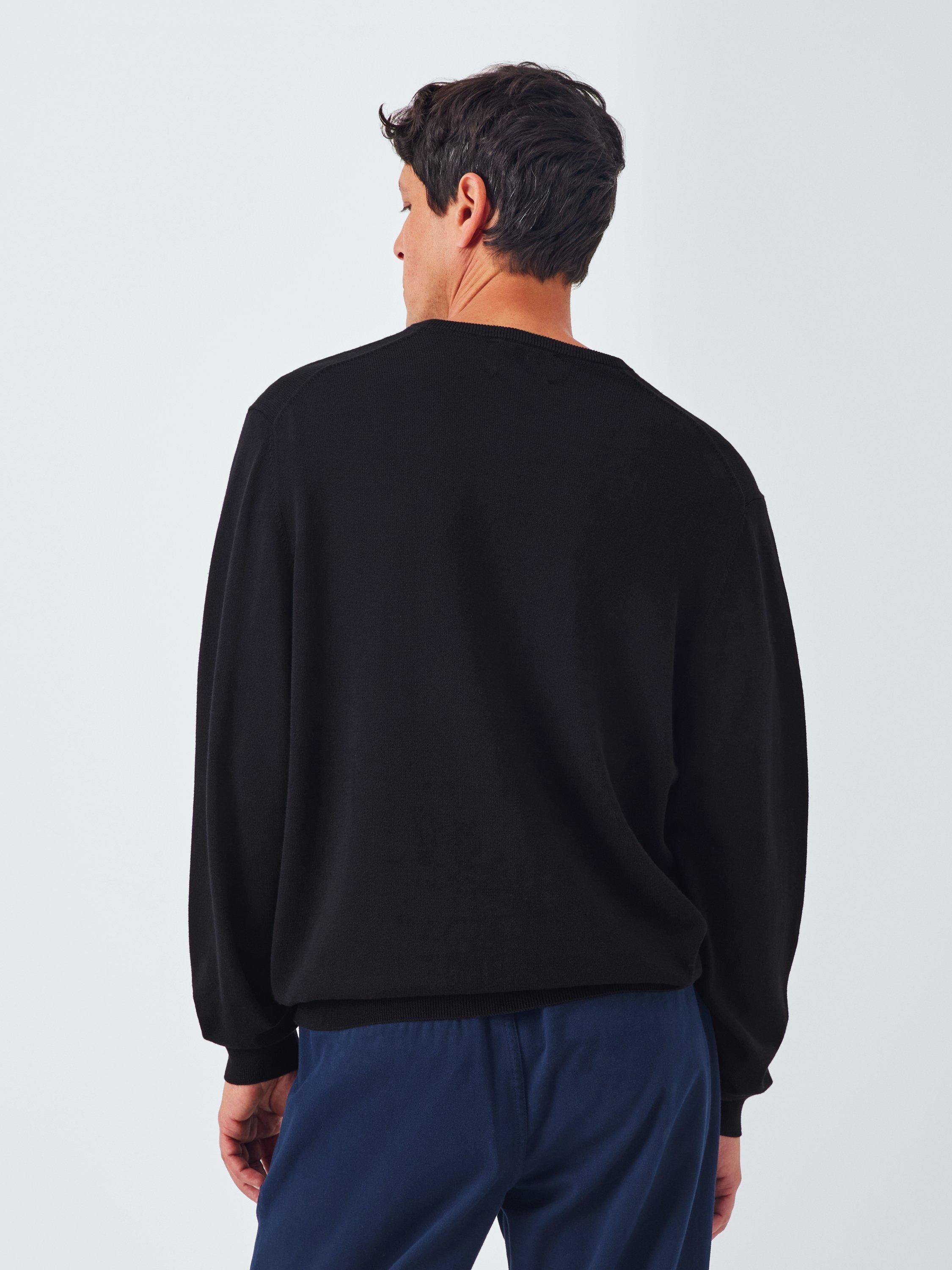 Product image 2 of 5, which shows John Lewis V Neck Cotton Jumper, Black, S