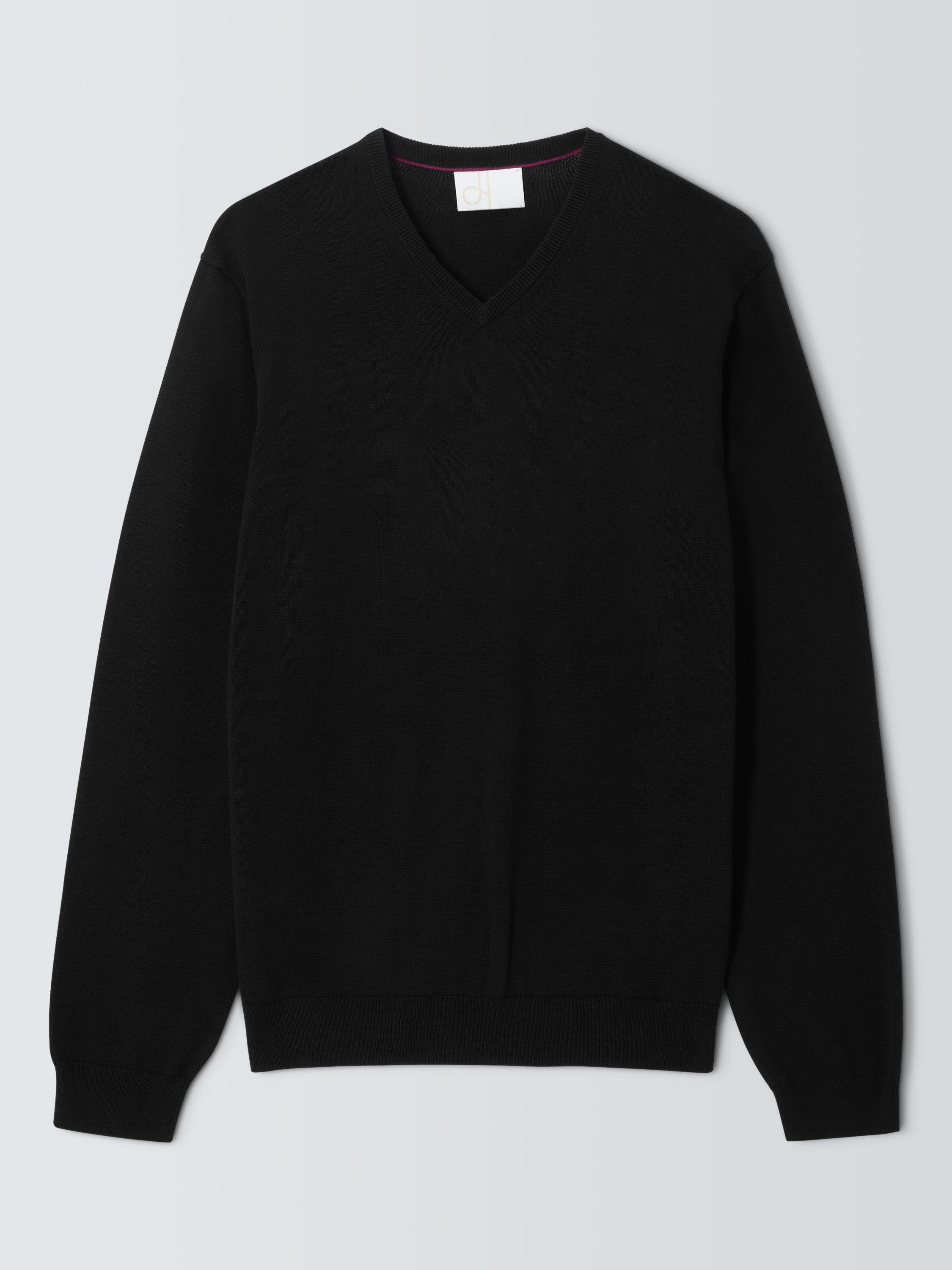 Product image 4 of 5, which shows John Lewis V Neck Cotton Jumper, Black, S