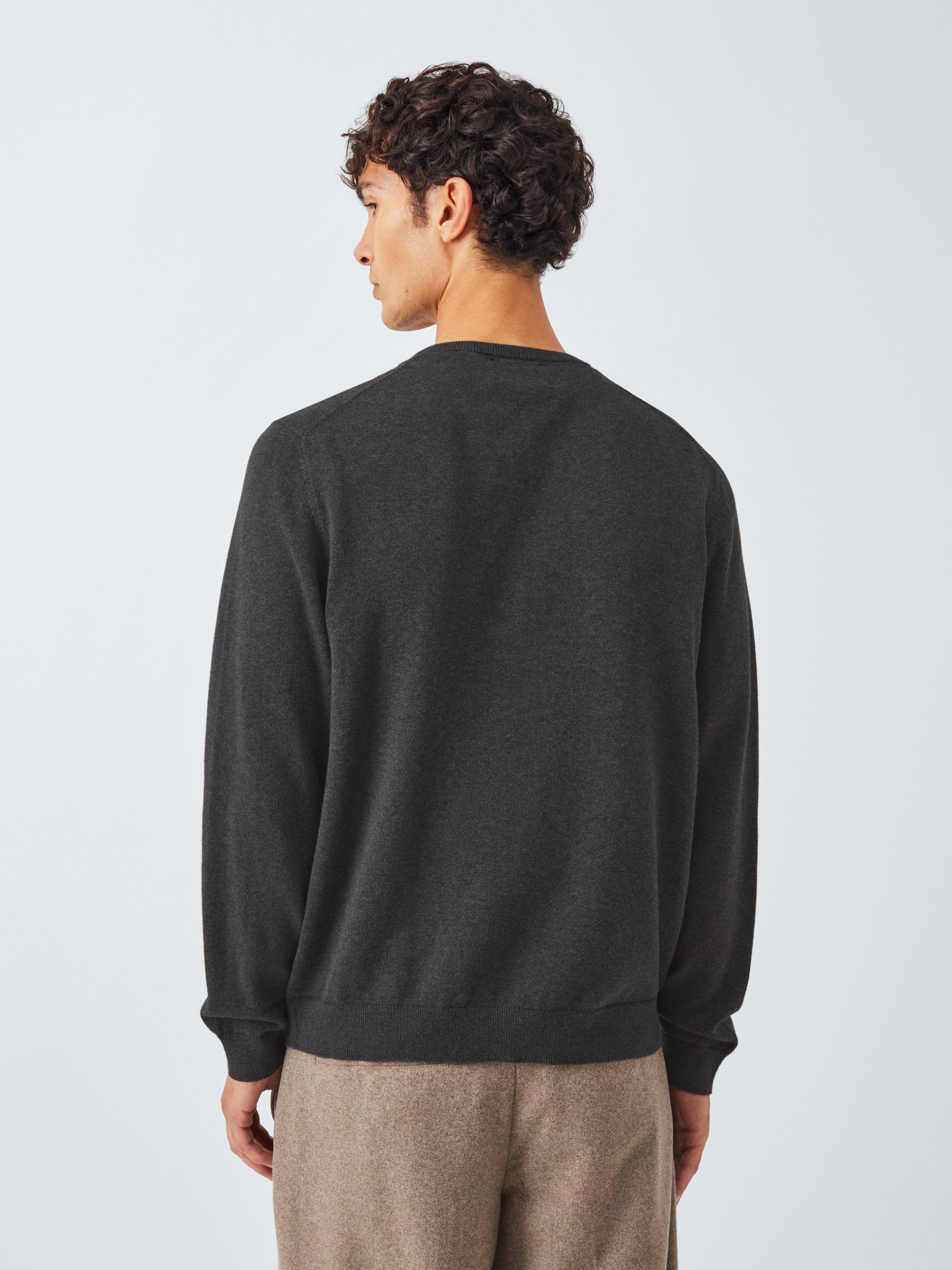 Product image 2 of 6, which shows John Lewis V Neck Cotton Jumper, Asphalt, S