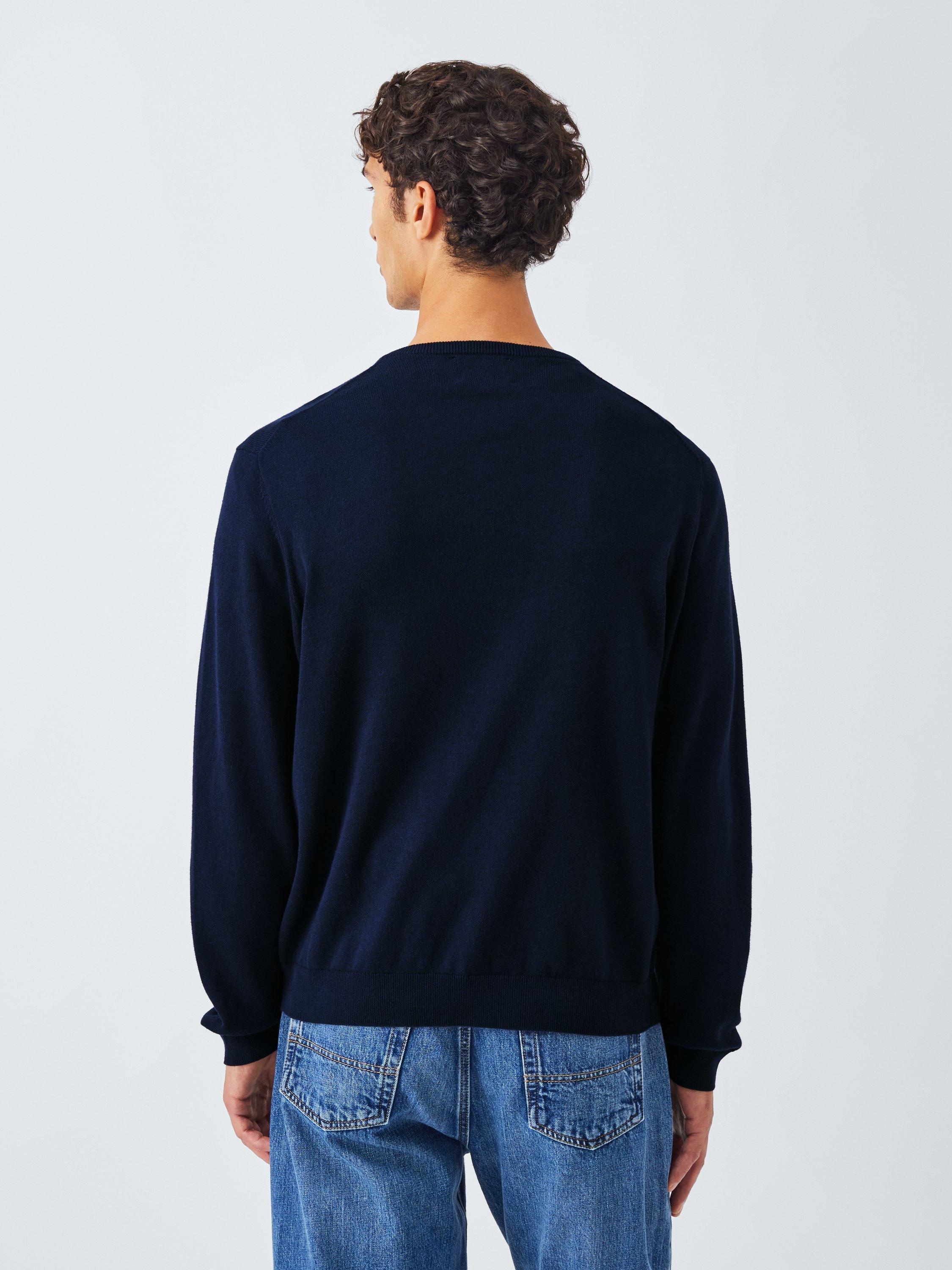 Product image 2 of 6, which shows John Lewis V Neck Cotton Jumper, Sky Captain, S