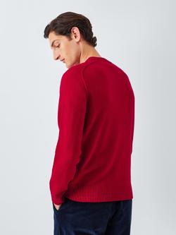 John Lewis Lambswool Rich Reverse Seam Crew Neck Jumper - view 2, Crimson