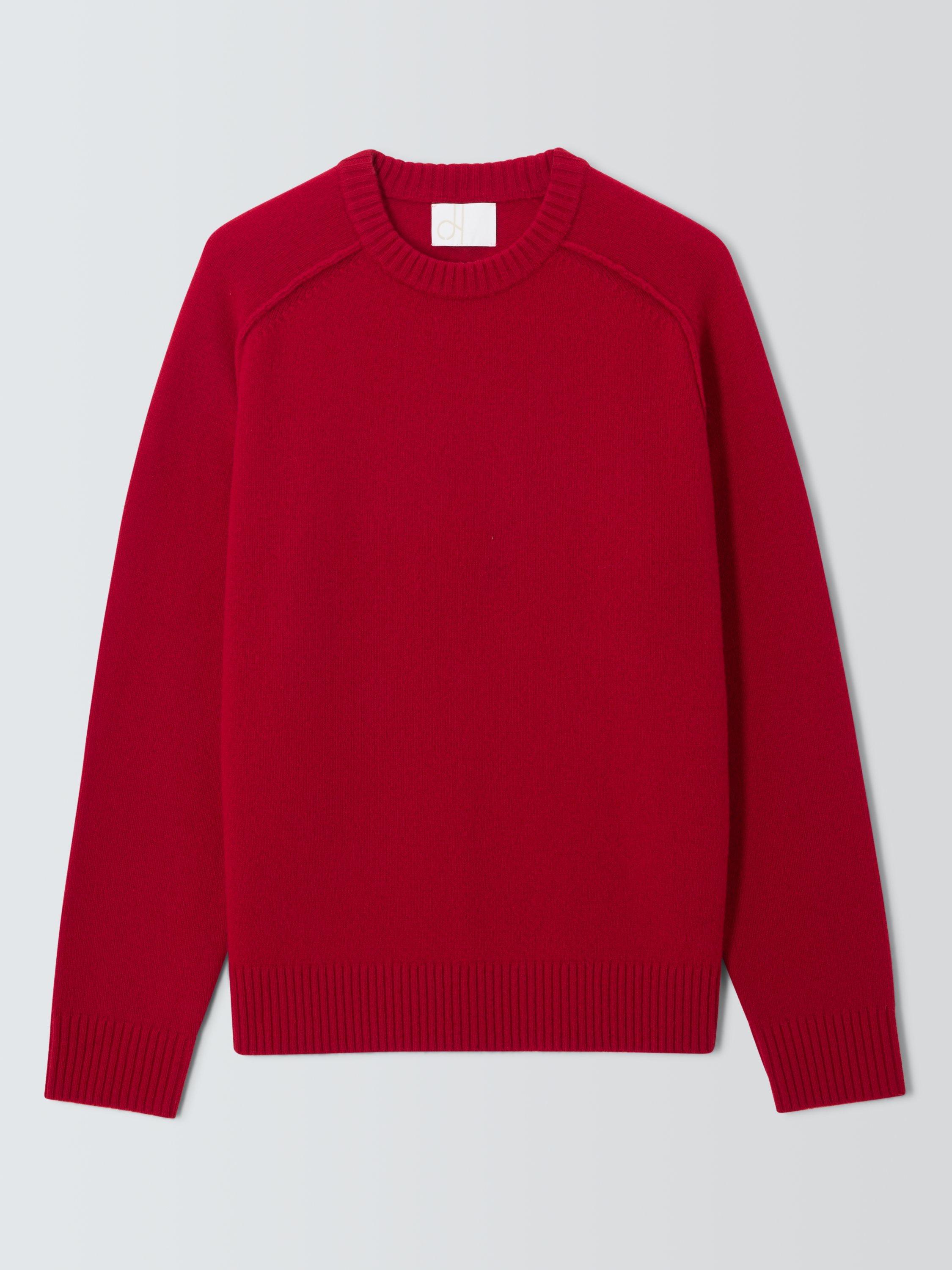 Product image 4 of 6, which shows John Lewis Lambswool Rich Reverse Seam Crew Neck Jumper, Crimson, L