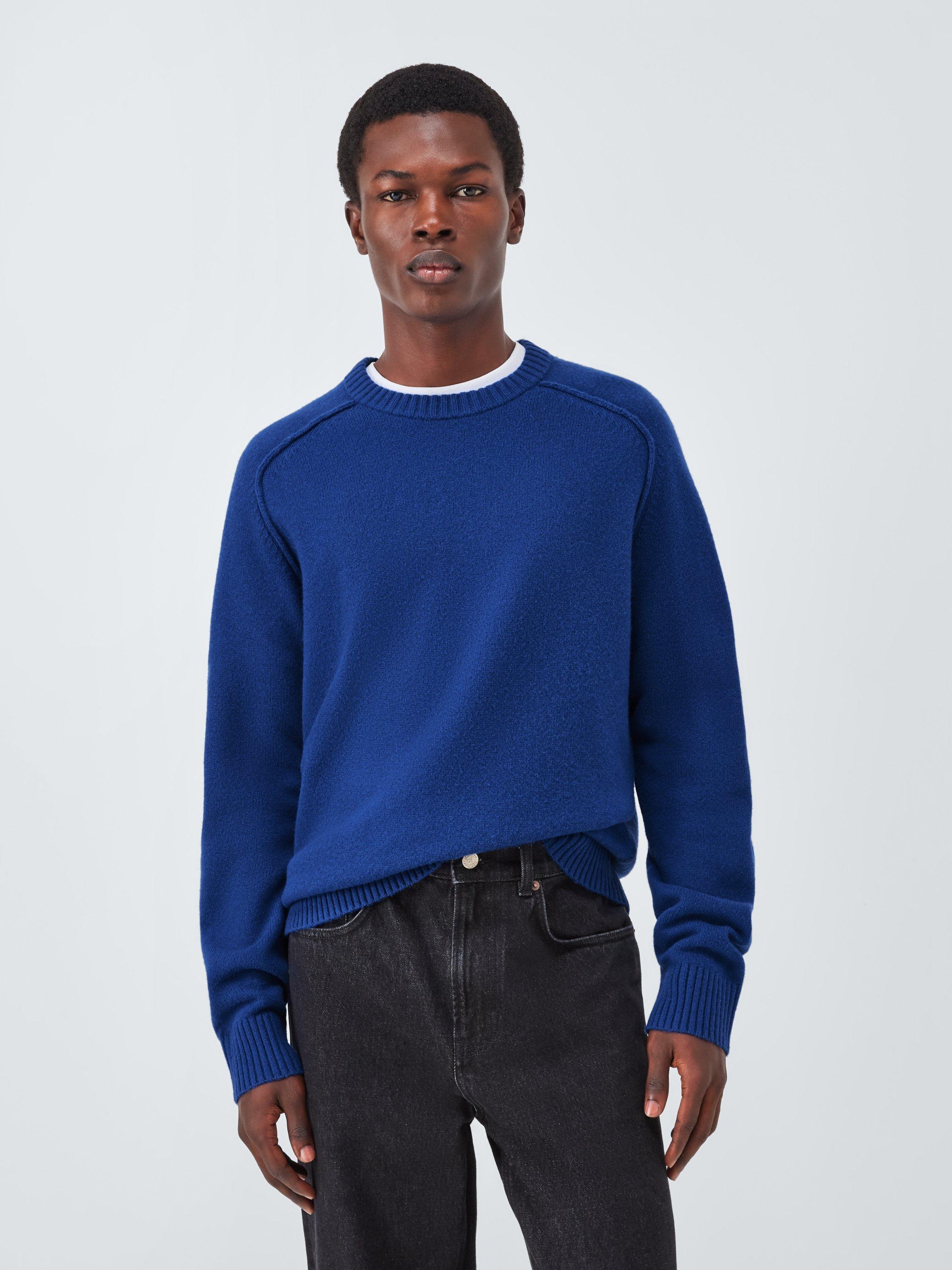 Product image 1 of 6, which shows John Lewis Lambswool Rich Reverse Seam Crew Neck Jumper, Regal, M