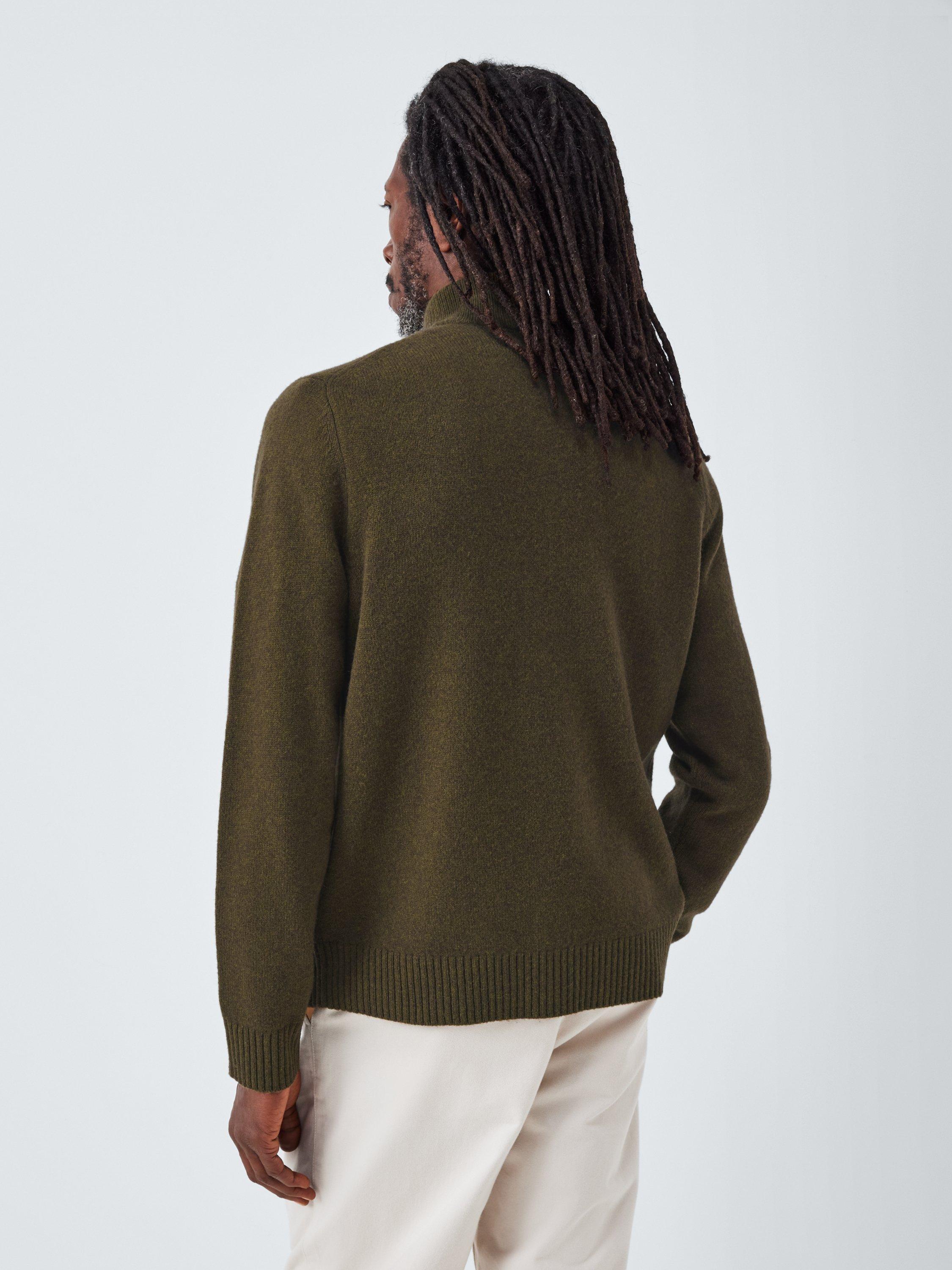 Product image 2 of 6, which shows John Lewis Lambswool Rich Reverse Seam Half Zip Jumper, Marsh, XL