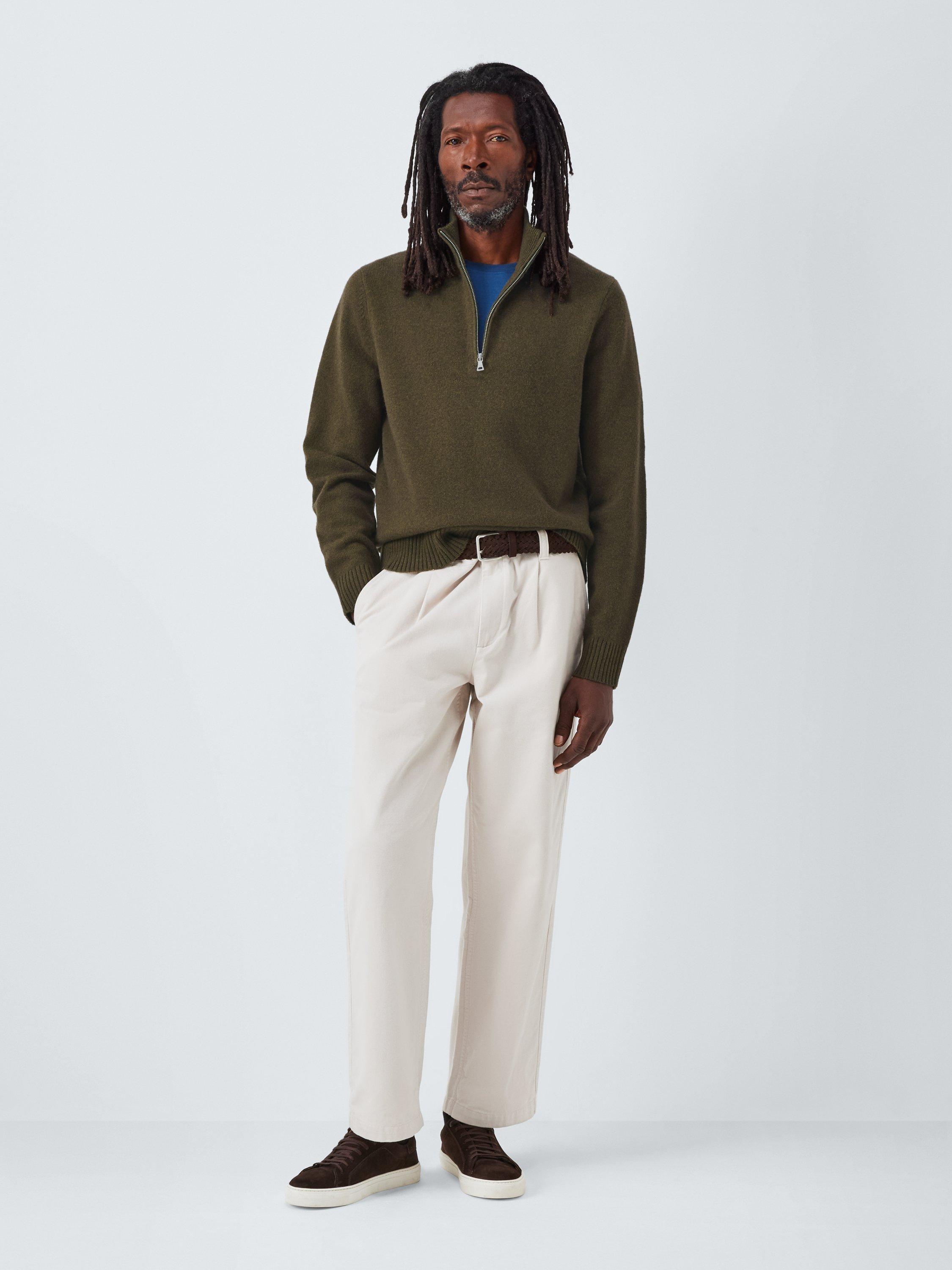Product image 3 of 6, which shows John Lewis Lambswool Rich Reverse Seam Half Zip Jumper, Marsh, XL
