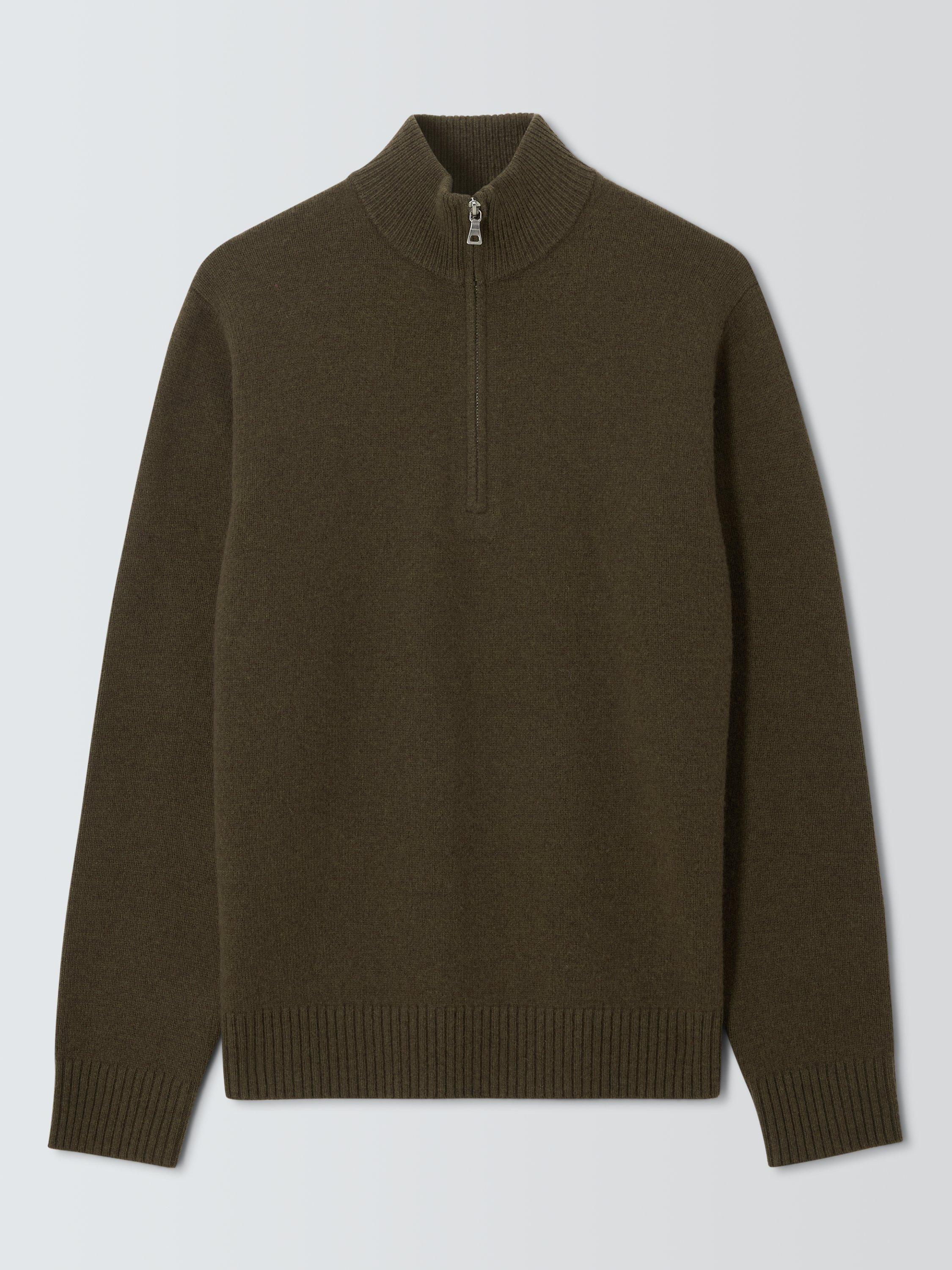 Product image 4 of 6, which shows John Lewis Lambswool Rich Reverse Seam Half Zip Jumper, Marsh, XL