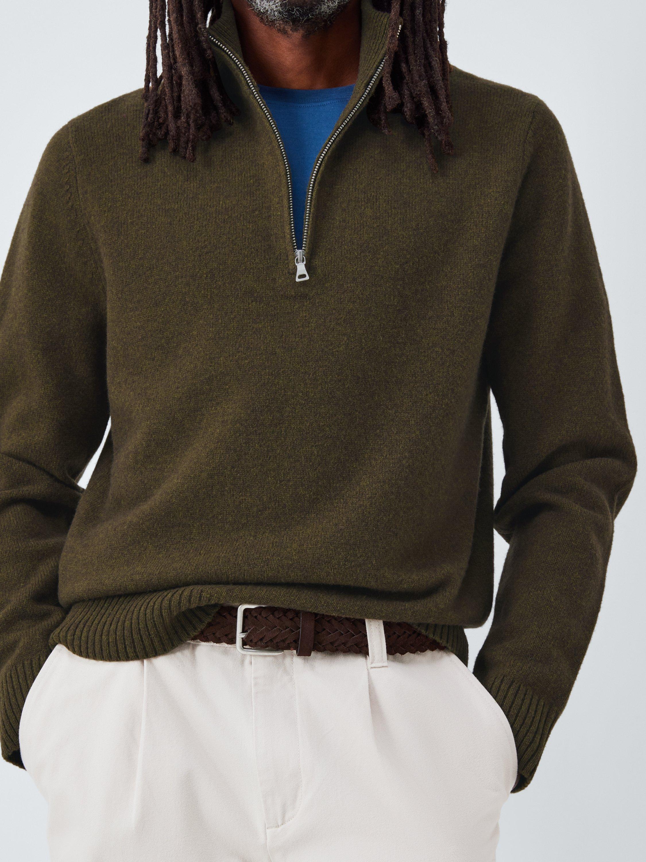 Product image 6 of 6, which shows John Lewis Lambswool Rich Reverse Seam Half Zip Jumper, Marsh, XL