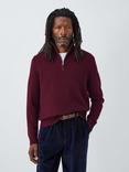 John Lewis Lambswool Blend Reverse Seam Half Zip Jumper, Fig