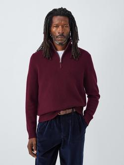 John Lewis Lambswool Rich Reverse Seam Half Zip Jumper, Fig