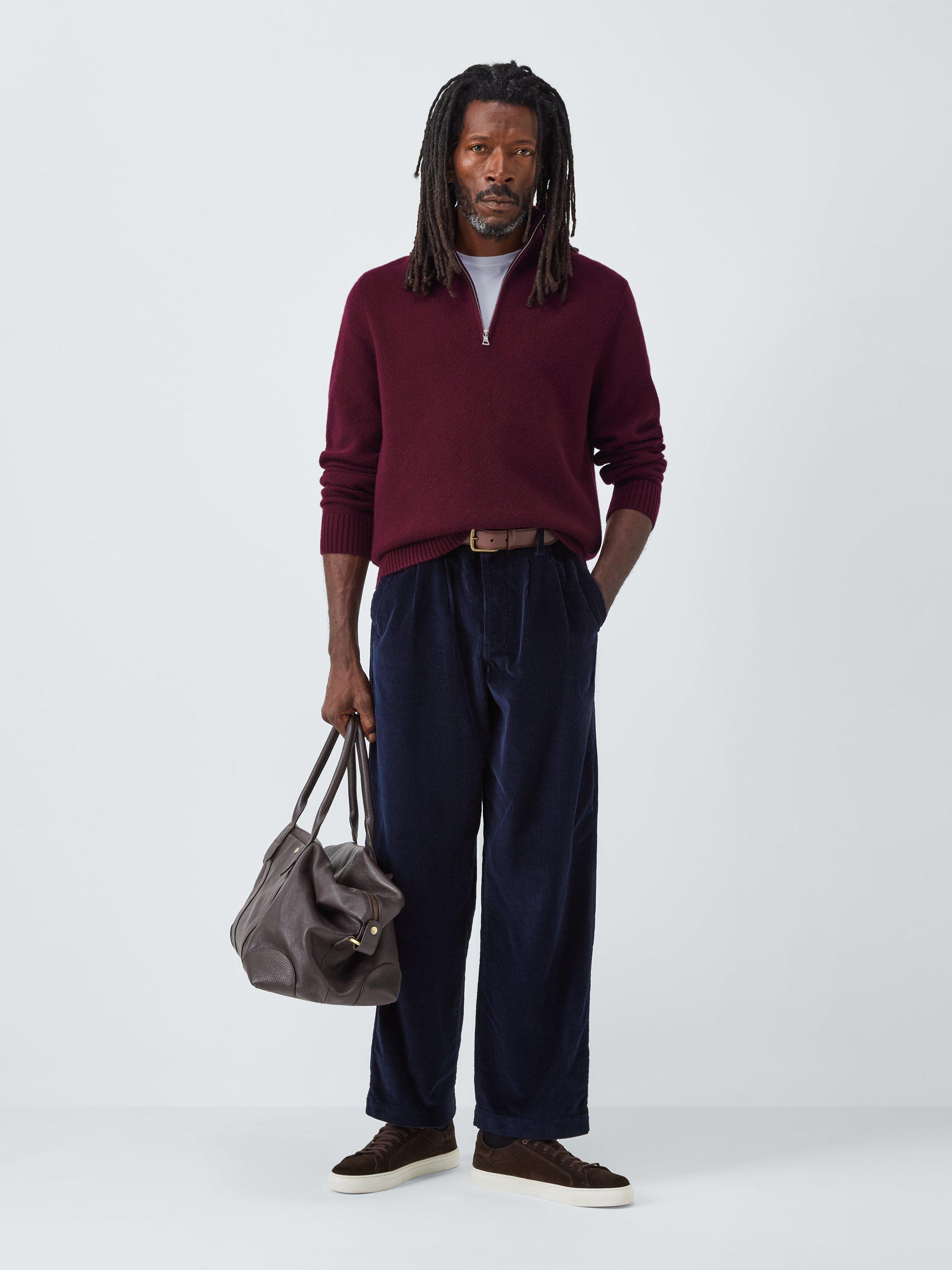 Product image 3 of 6, which shows John Lewis Lambswool Rich Reverse Seam Half Zip Jumper, Fig, S