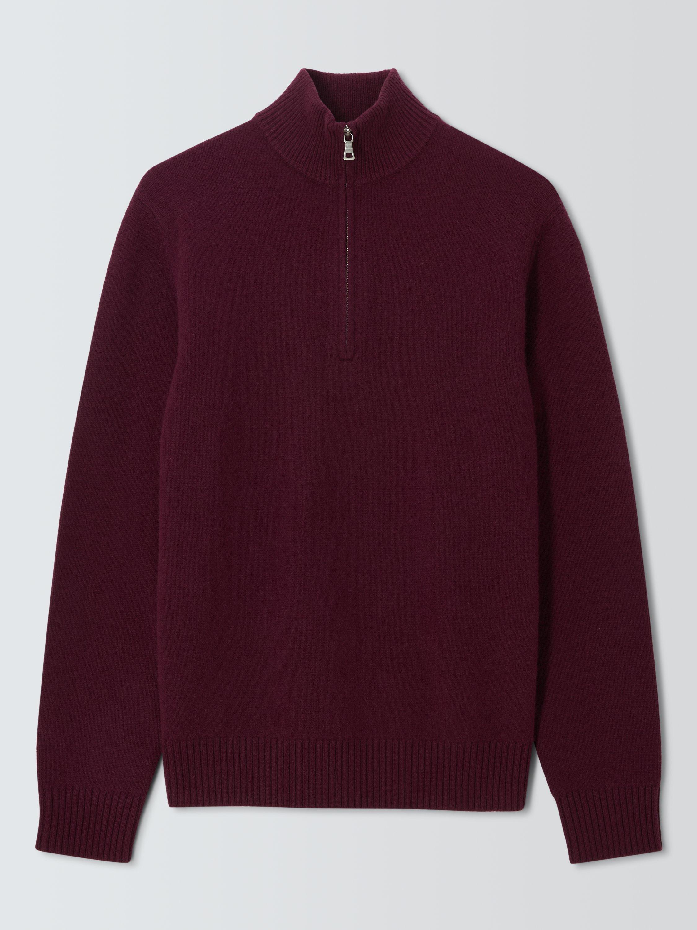 Product image 4 of 6, which shows John Lewis Lambswool Rich Reverse Seam Half Zip Jumper, Fig, S