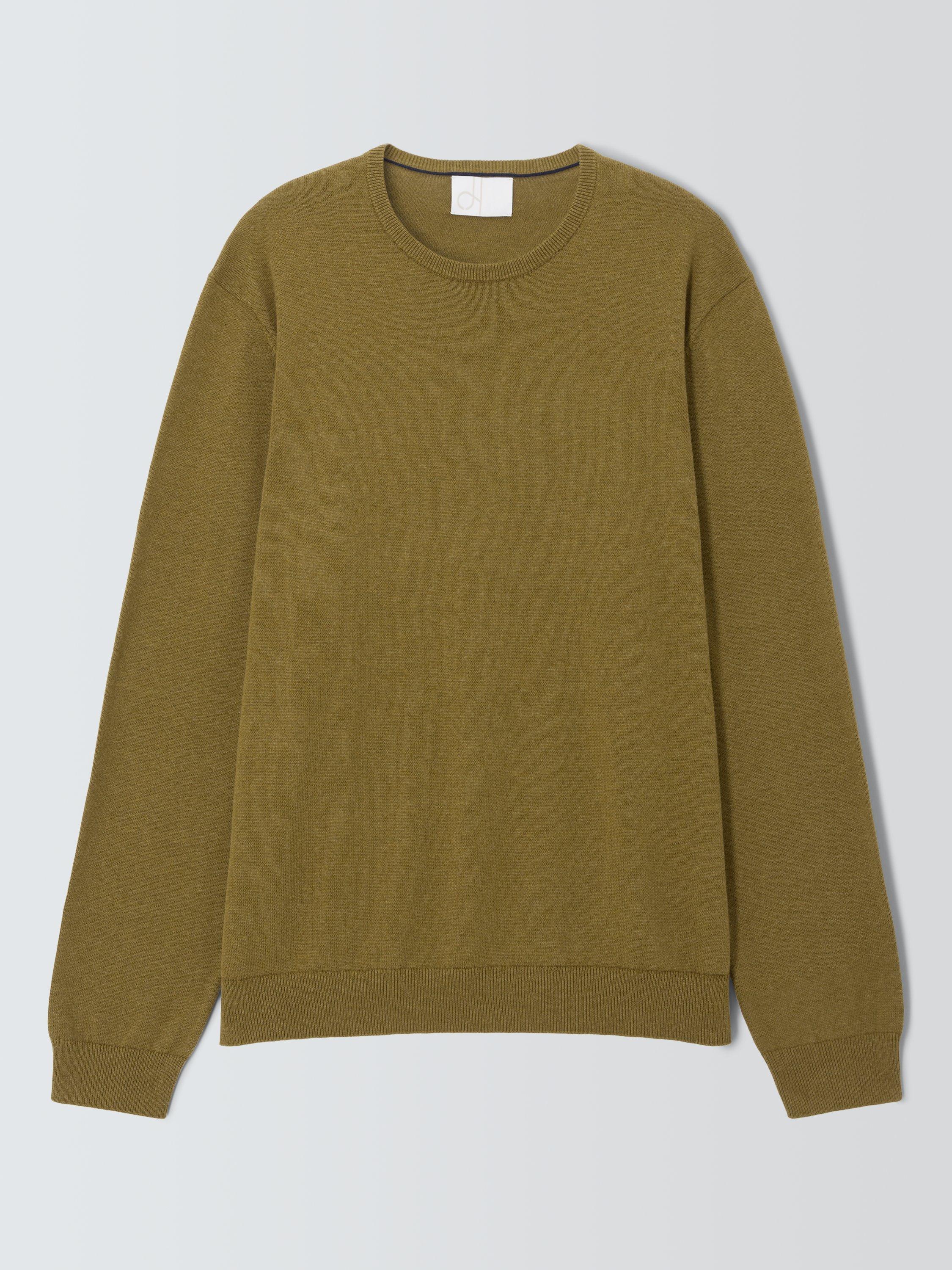Product image 4 of 6, which shows John Lewis Cotton Knit Crew Neck Jumper, Ecru Olive, S