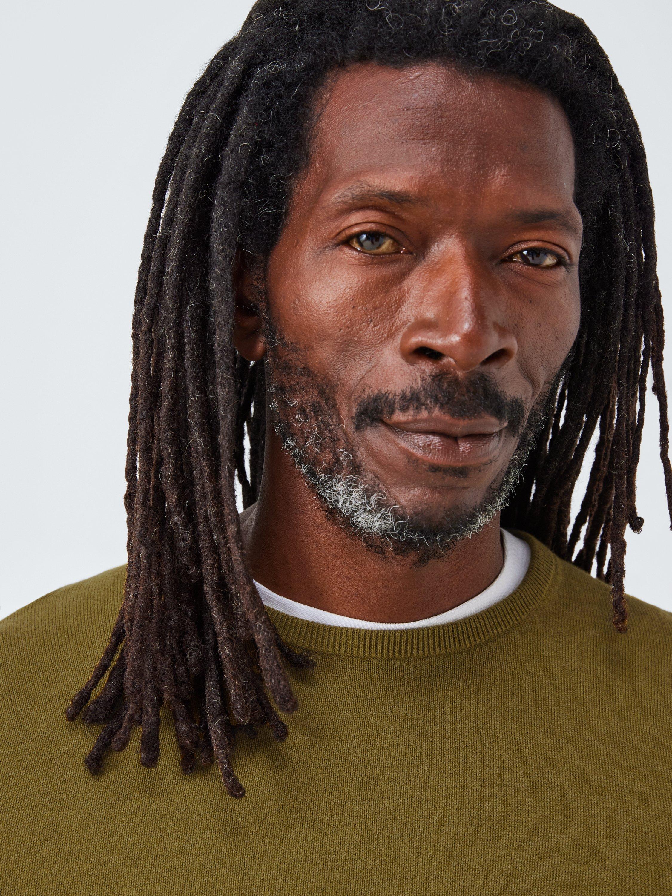 Product image 5 of 6, which shows John Lewis Cotton Knit Crew Neck Jumper, Ecru Olive, S