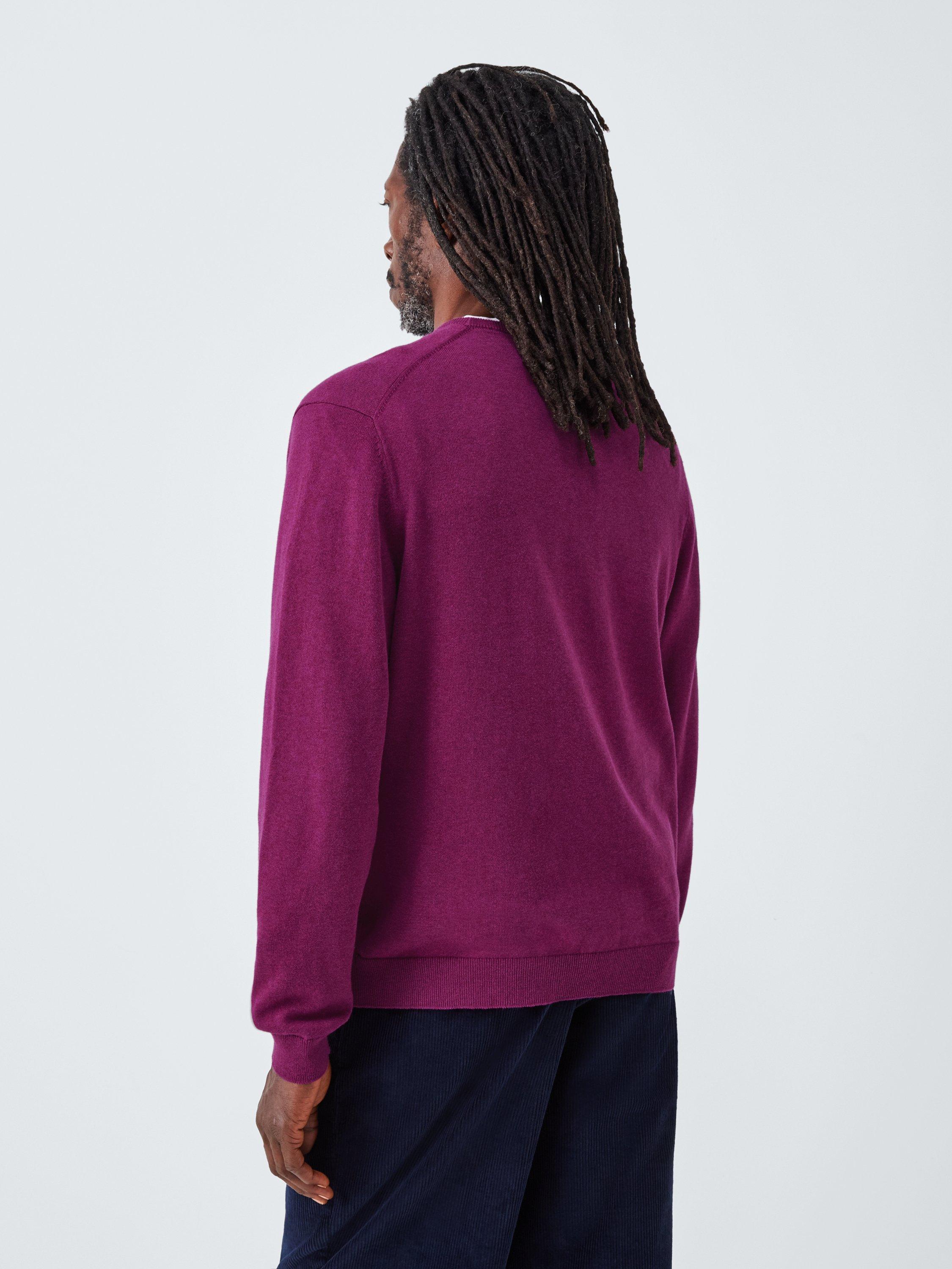 Product image 2 of 6, which shows John Lewis Cotton Knit Crew Neck Jumper, Raspberry, S