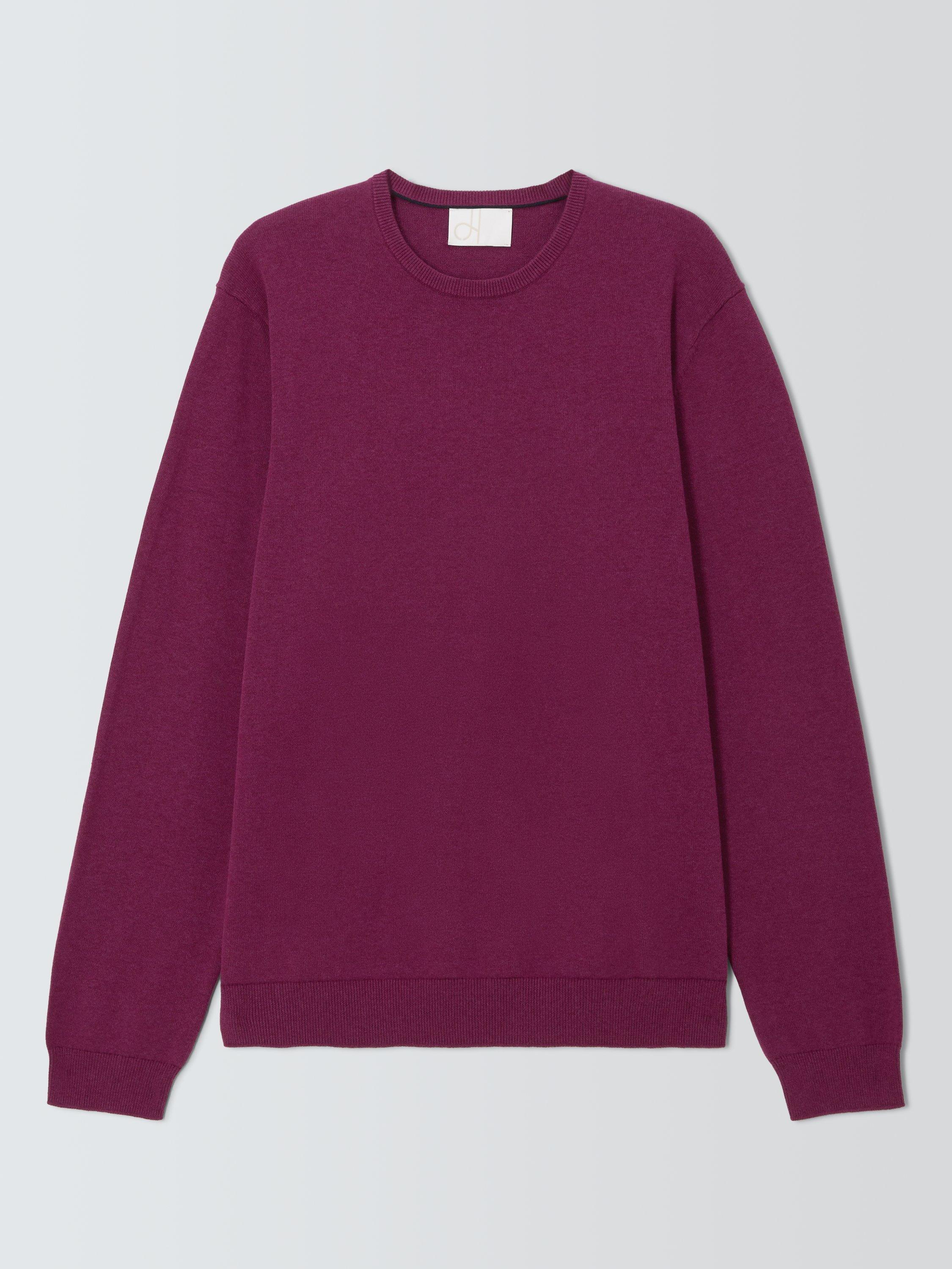 Product image 4 of 6, which shows John Lewis Cotton Knit Crew Neck Jumper, Raspberry, S
