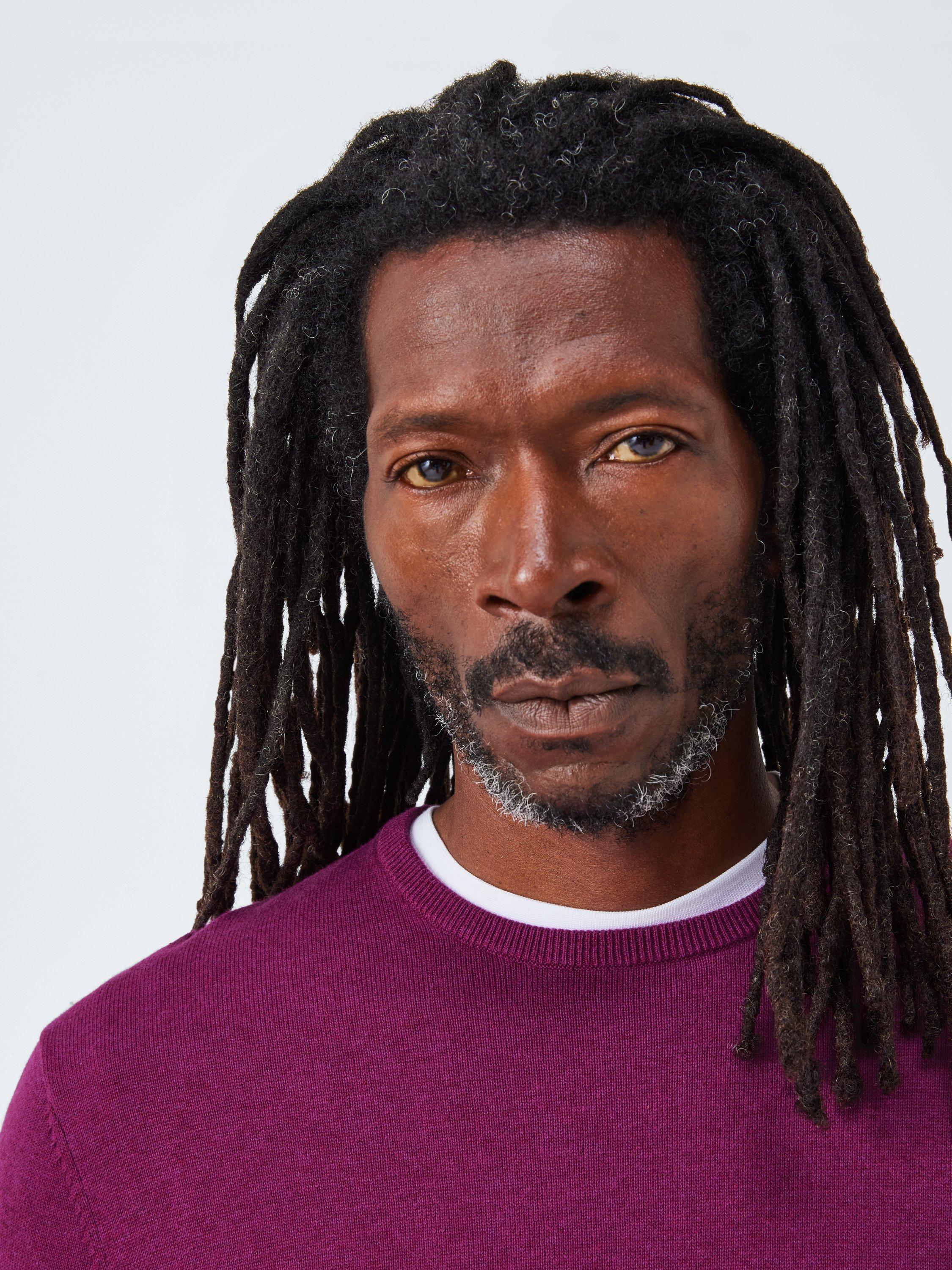 Product image 5 of 6, which shows John Lewis Cotton Knit Crew Neck Jumper, Raspberry, S