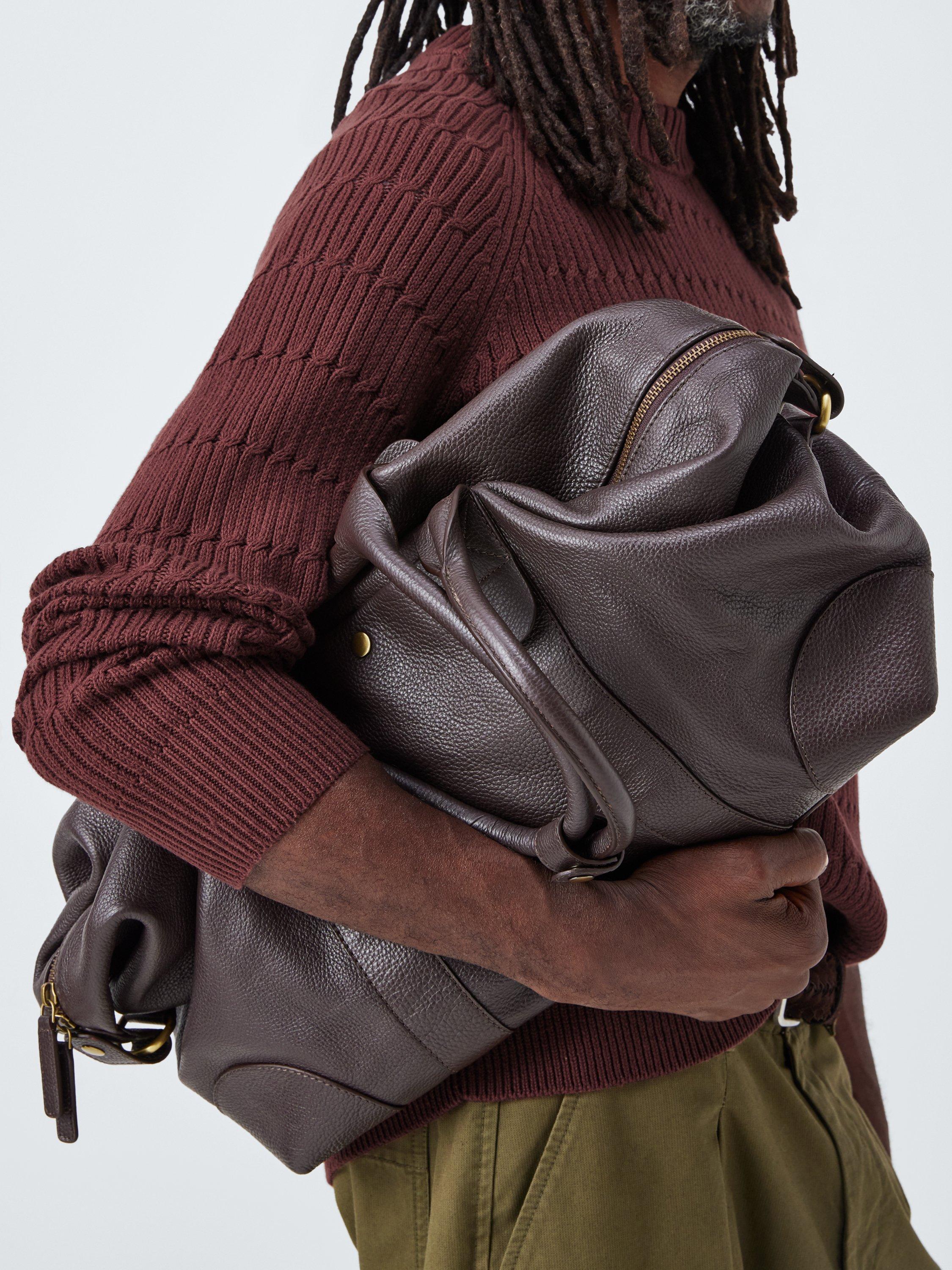 Product image 6 of 6, which shows John Lewis Cotton Rib Cable Knit Crew Neck Jumper, Bitter Chocolate, S
