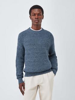 John Lewis Cotton Rib Cable Knit Crew Neck Jumper, Flint Stone
