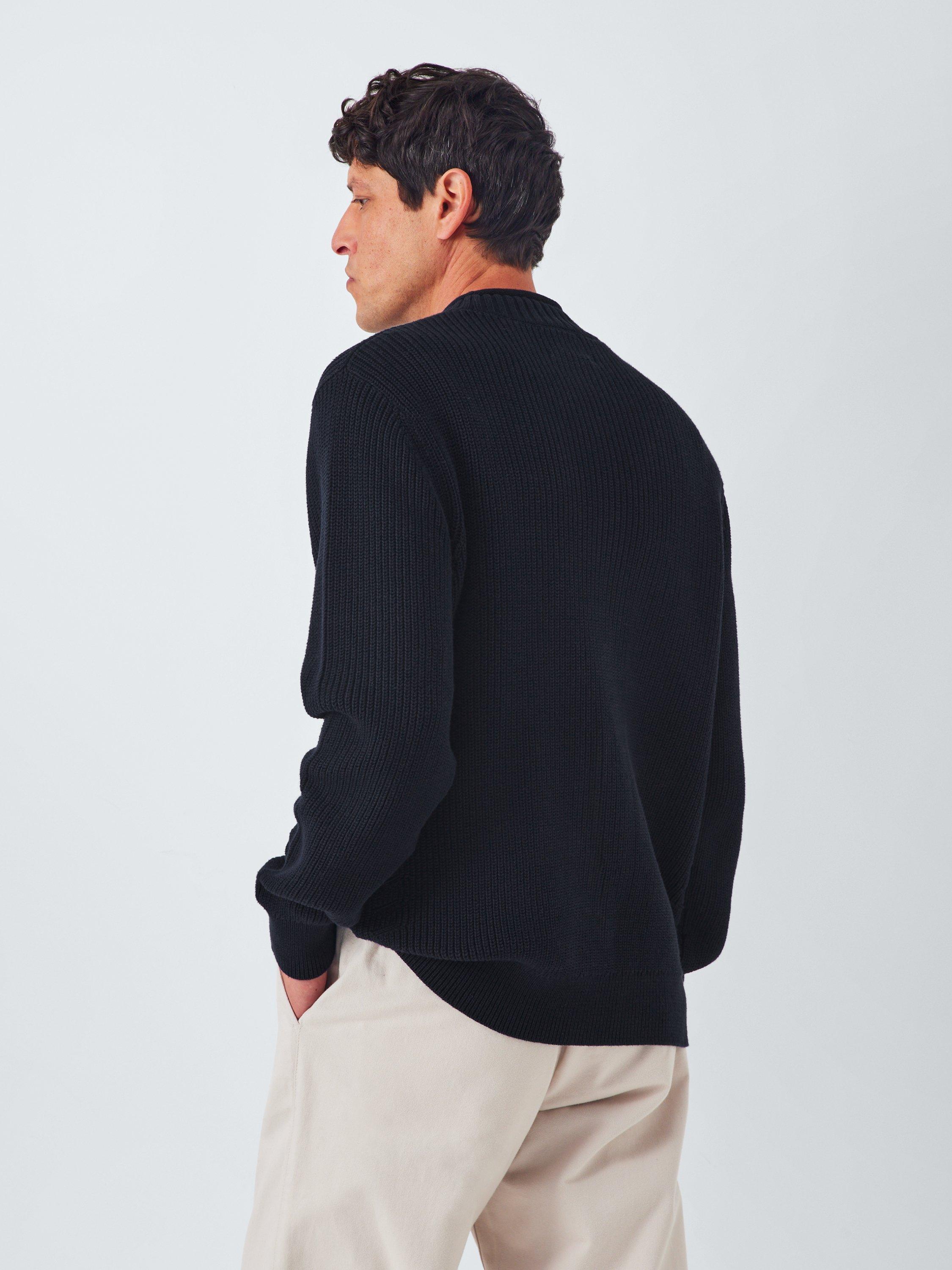 Product image 2 of 6, which shows John Lewis Cotton Rib Knit Pie Collar Jumper, Navy, M
