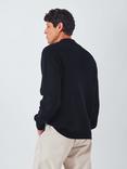 John Lewis Cotton Rib Knit Pie Collar Jumper, Navy