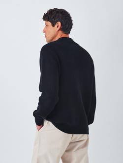 John Lewis Cotton Rib Knit Pie Collar Jumper - view 2, Navy