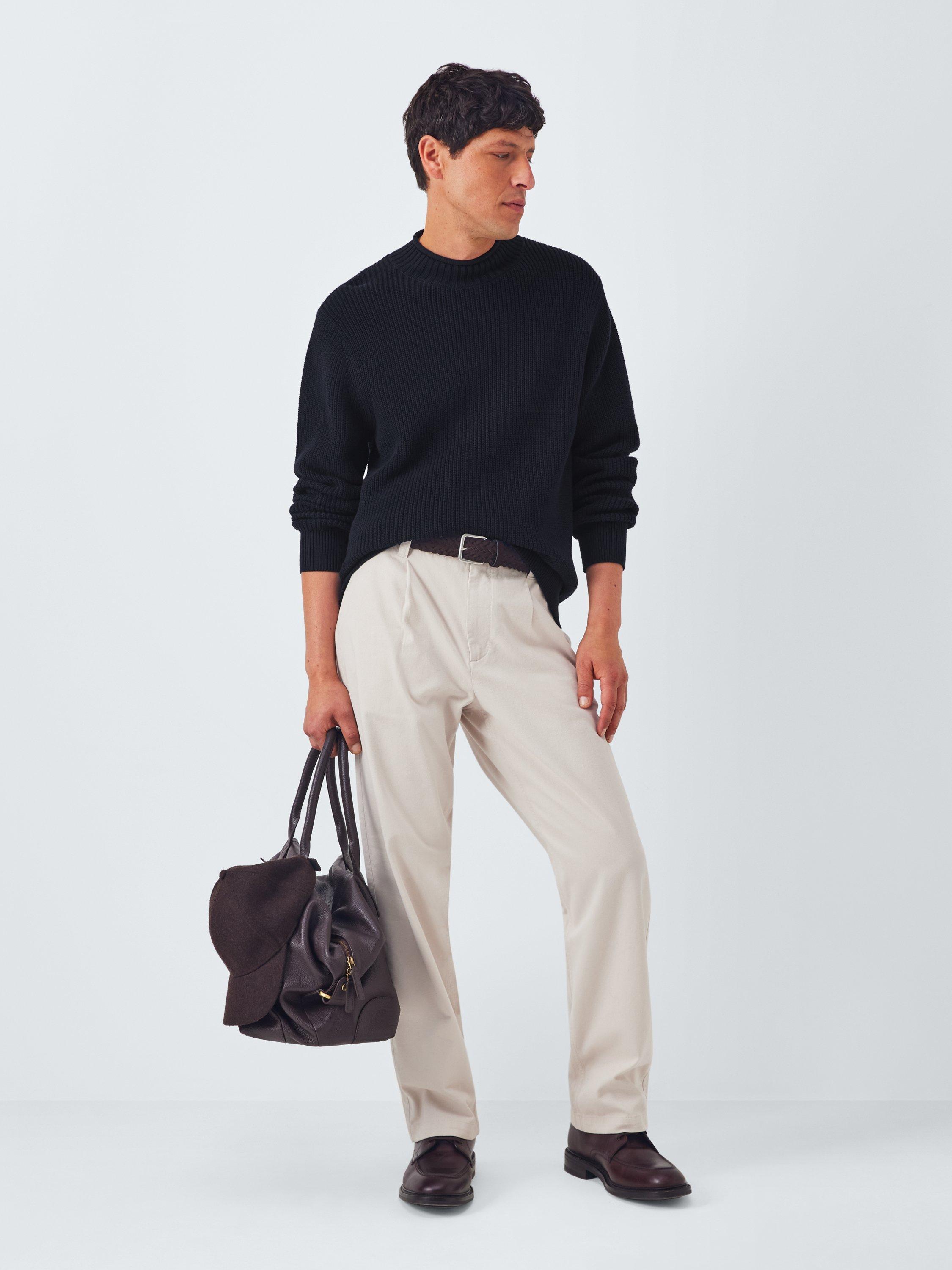 Product image 3 of 6, which shows John Lewis Cotton Rib Knit Pie Collar Jumper, Navy, M