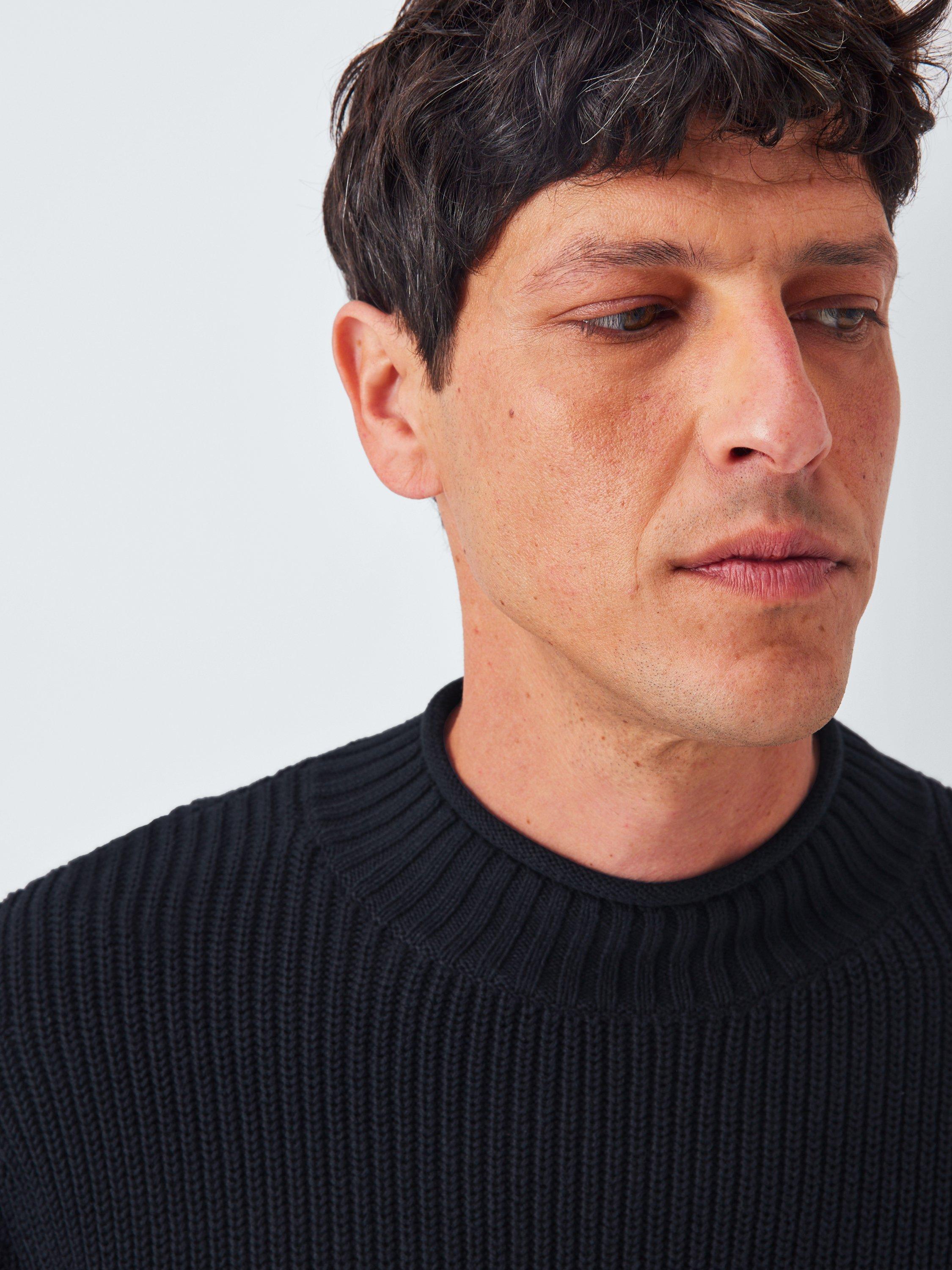 Product image 5 of 6, which shows John Lewis Cotton Rib Knit Pie Collar Jumper, Navy, M