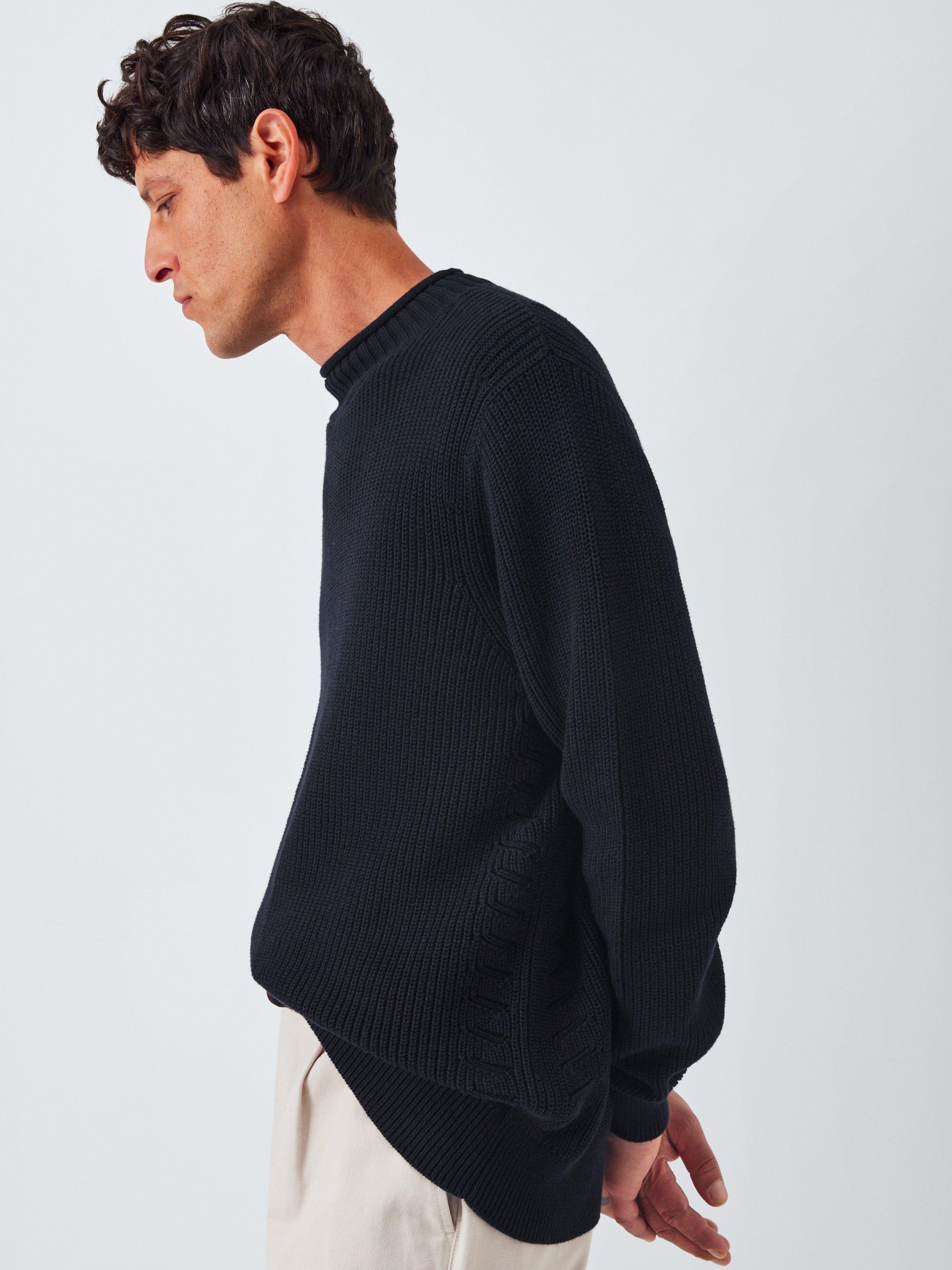 Product image 6 of 6, which shows John Lewis Cotton Rib Knit Pie Collar Jumper, Navy, M