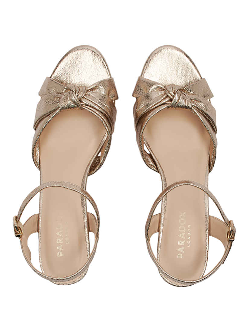 Product image 4 of 6, which shows Paradox London Monique Knot Detail Heeled Sandals, Champagne, 3