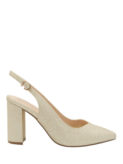 Paradox London Giovanna Wide Fit Block Heeled Slingback Courts, Champagne